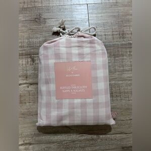 Jillian Harris ROSEWOOD RUFFLED TABLECLOTH Gingham blush cream check tablecloth